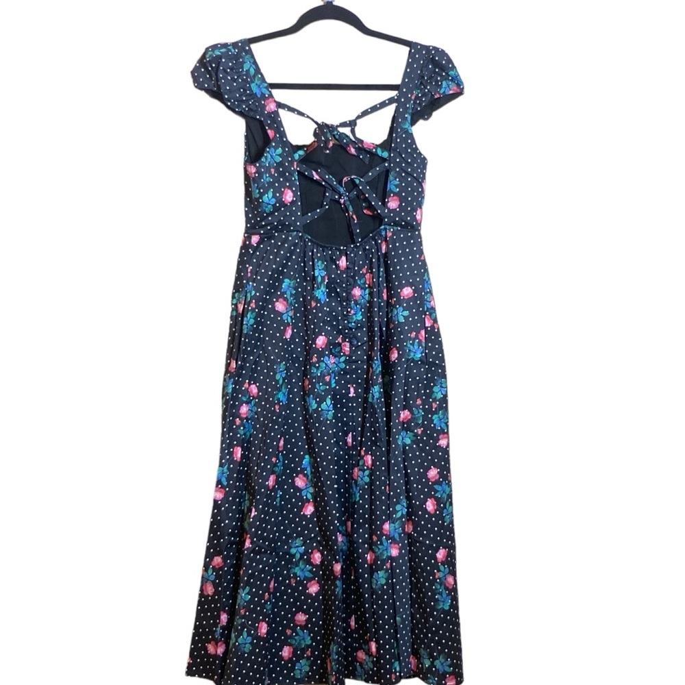 NWOT FOR LOVE & LEMONS Florentina Black & Floral Print Midi Dress, size Small - Picture 6 of 14